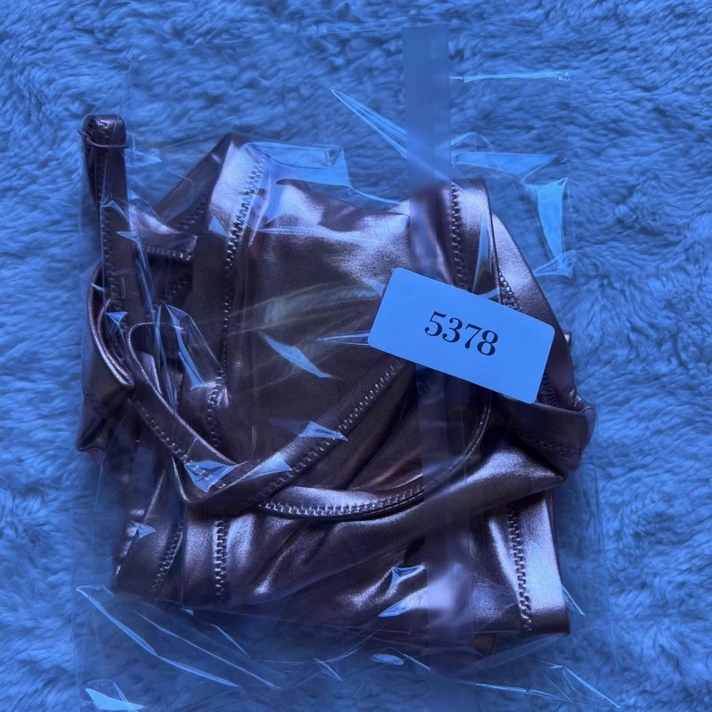SKIMS Women's Metallic Swim Bandeau Top Copper SW-BND-0025 Size 3X NEW